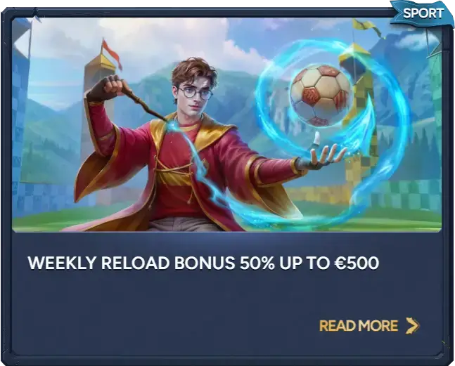 Heti újratöltő bónusz 50% akár 500 €-ig
