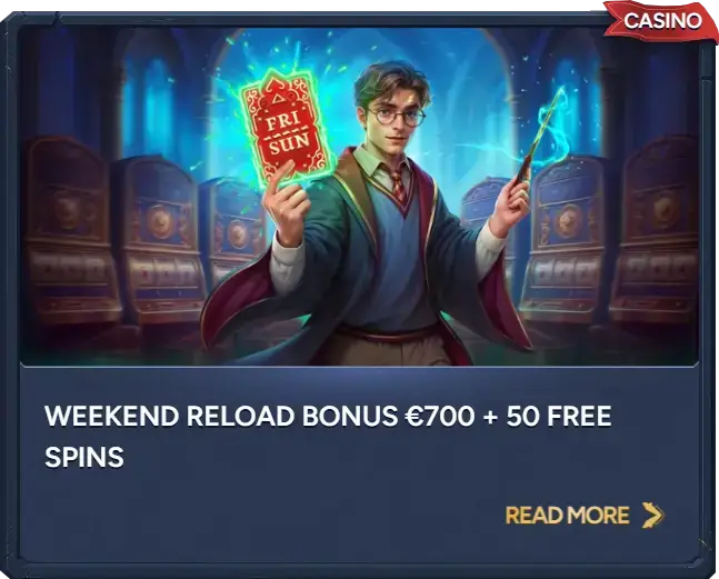 Heti újratöltő bónusz 700 € + 50 ingyenes pörgetés